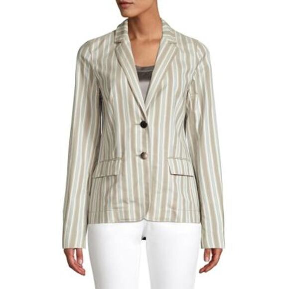 Lafayette 148 New York Vangie Elixir Stripes Cotton Blazer 4 - Picture 1 of 7